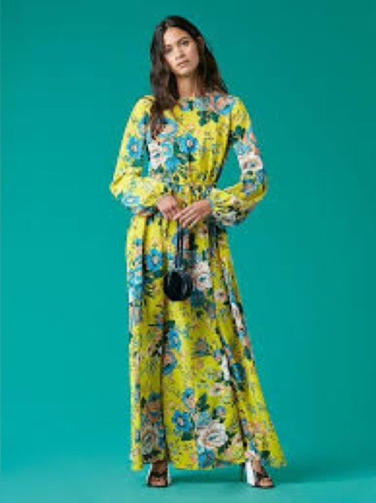 Diane Von Furstenberg Dresses & Skirts - Diane Von Furstenberg Silk Bournier Acid Yellow Floral Print Maxi Dress Sz-4
